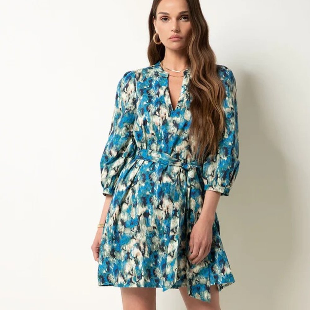 Tart Collections Teal & Blue Abstract Print Mini Dress